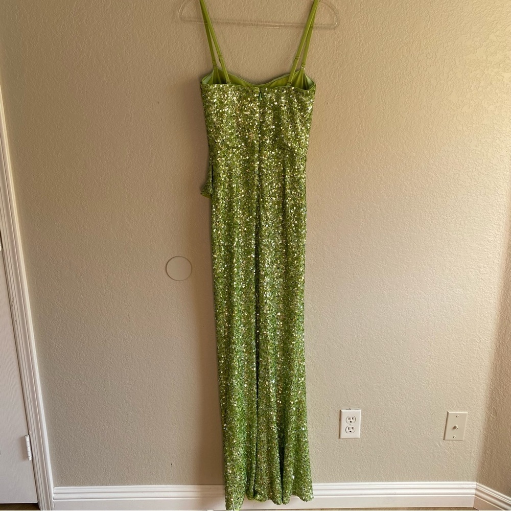 Dress The Population Kai Strapless Sequin Gown Dress Size S Lime Green New - Picture 9 of 15